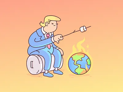 Watching the world burn fire illustraion marshmallow politics trump