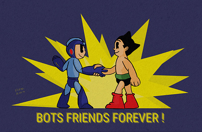 bots friends forever astroboy atomboy characterdesign illustration manga megaman retrogaming