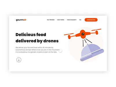 Landing Page - Drone Food Delivery Service animation food delivery app food delivery service illustration landing page landing page concept landing page design ui design