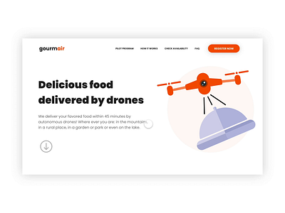 Landing Page - Drone Food Delivery Service animation food delivery app food delivery service illustration landing page landing page concept landing page design ui design