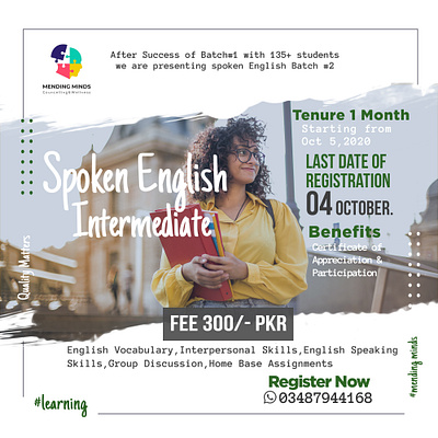 Spoken English art branding design graphic design illustration illustrator logo minimal poster social media design vector