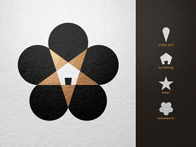 Real Estate Growth branding building development flower growth house logo map pin star