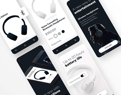 Headphone E-Commerce App UI/UX app application darkdesign ecommerce headphone headphones minimal mobile app mobile ui mobiledesign uidesign uidesigner uiux