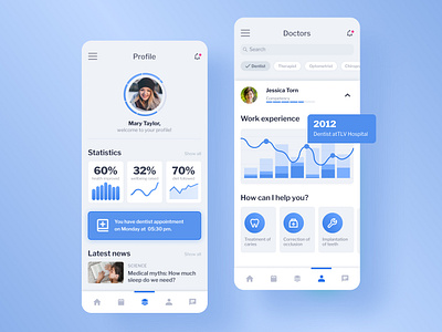 Medical Mobile App analitycs doctor appointment health app medical care medicine mobile design mobile ui patient app profile statistics ui ux webdesign