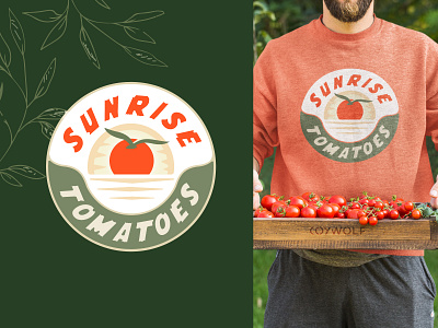 Sunrise Tomatoes Branding badge bird branding brandmark farm farm logo farmer graphic design illustration illustrator leaf logo logodesign logodesigner logodesigns logos logotype sunrise tomato tomatoes