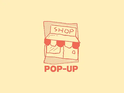 Pop-Up Shop badge cartoon doodle drawing halftone illustration logo pop up pop up pop up shop popup shop typography vector