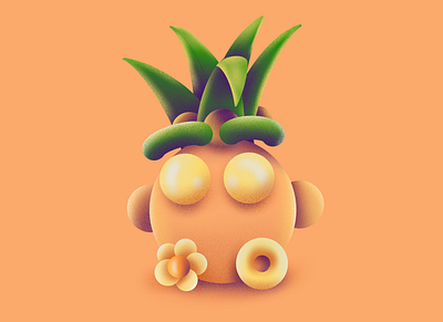 Summer's End fuzzie hank peach pineapple procreate texture tropical tropical fruit