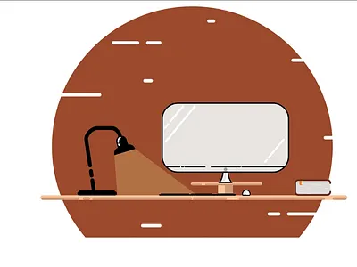 Work Place book coumputer illustration lamp work place