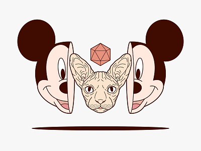 Mickey Mouse & Sphynx Cat Illustration digitalart drawing graphicdesign illustration key6 art key6art mickeymouse popart sphynx sphynx cat vectorart vintage