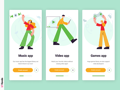 Splash screens app app design application figma illustration illustrations kavala mobile ui splash screens ui ui design uiux