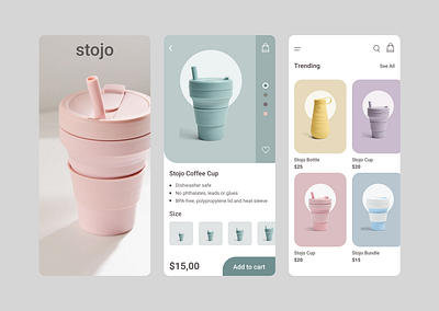 Stojo Mobile App app cart clean design ecology ecommerce ios minimal mobile app online online shop option shop shopping cart stojo store ui ui ux ux