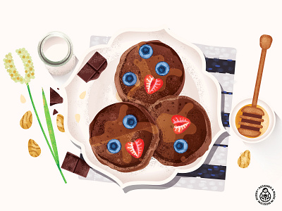 Chocolate Pancakes Product Illustration food illustration pancakes strawberry