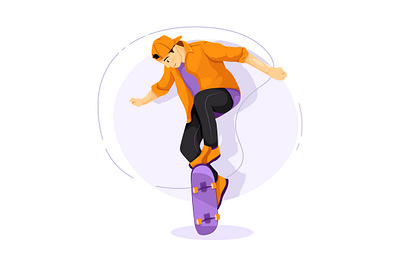 Skateboarding flat vector illustration concept action active activity biking exercise health healthy illustration lifestyle lifestyles outdoor practicing sport vector workout