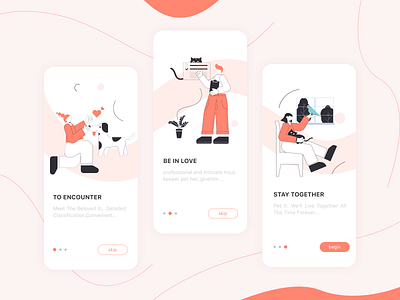 A guide page for a pet app app illustration ui