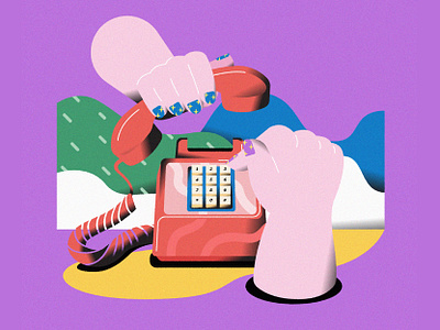 Dialing the phone color design flat graphic illustration illustrator life telephone vector