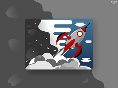 rocket adobe illustrator art black coreldraw design design flat exclgrldn flat flat illustration flatdesign rocket sky vector