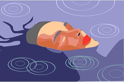 fell asleep in the water design dreaming flat flatdesign illustration relaxing vector