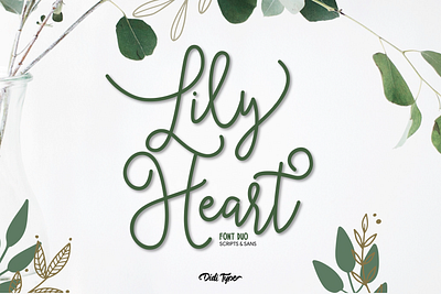 Lily Heart Font Duo | Script & Sans animation birthday branding caligraphy child cute design feminine font girly invitations logo modern monoline monoline script mothers day script typeface wedding invitation