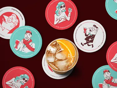 Esquina do Djalma Beer Coasters bar beer branding character coaster coasters drink illustration mcm midcentury modern restaurant