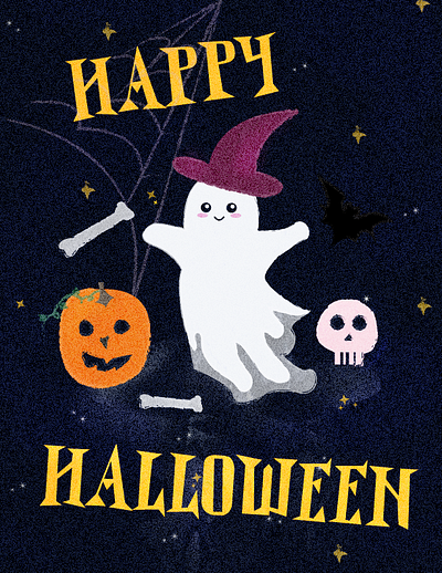 Happy Halloween autumn cute fall ghost halloween illustration pumpkin spooky