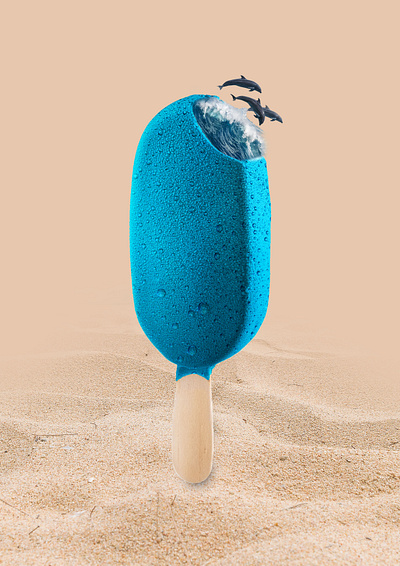 Phtoshop work design dolphin photoshop popsicle sea unreal wave