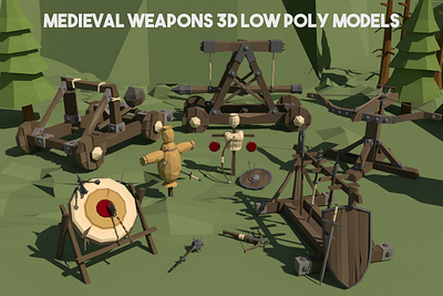 Medieval Weapons 3D Low Poly Pack 3d 3d art fantasy game assets gamedev indie game low poly lowpoly lowpolyart rpg