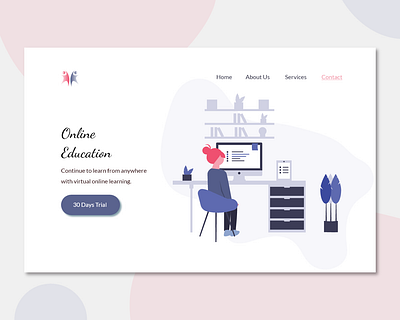 Online Education aesthetic illustration ui uidesign uidesigner uiinspiration uiux uiuxdesign web design website design