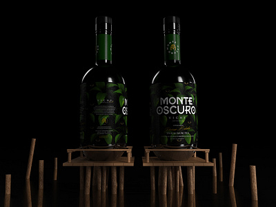 Monte Oscuro - Ancestral Viche alcohol branding black bottle bottle bottle design bottle label buenaventura cali colombian colombian tradition dark dark jungle green illustration design illustration packaging liquor mistery mystic pacific pacifico viche