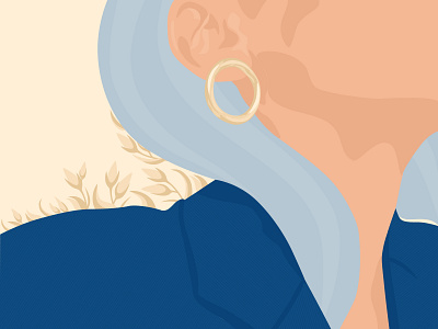 Stylish girl with blue hair character earrings fashion flat illustration girl illustration minimal stylish vector woman woman silhouette