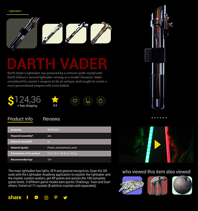 Daily UI #012 | E-Commerce branding dailyui design ecommerce lightsaber star wars ui web