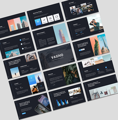 Vasivo - Minimal & Business Powerpoint Template agency black blue business clean company profile corporate creative agency minimal minimalism modern multipurpose photography pitchdeck portfolio proposal simple startup studio unique