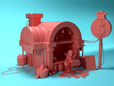 Ye ole general shoppe 3d c4d cg character concept design fun game lowpoly modeling render shop store