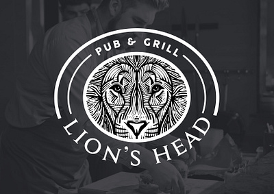 Lion's Head Pub & Grill Logo branding design drawing illustration lion lion head lion logo logo minimal procreate pub typography vector