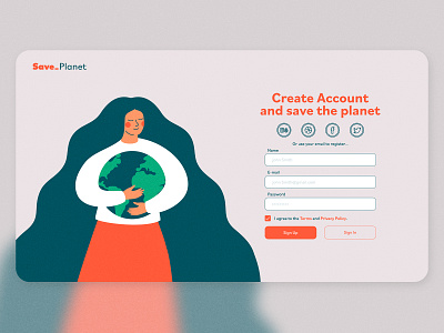 Save Planet Landing Page - design landing landing design landing page landing page design login login design login form login page login screen ui ux web web design webdesign website www.dailyui.co