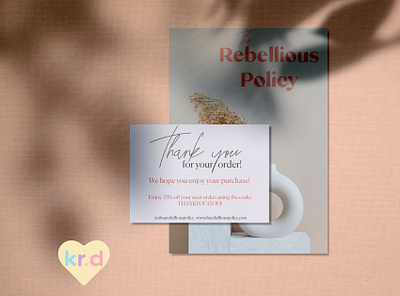 The Rebellious Policy Thank You Card branding design flat icon minimal mockup vector