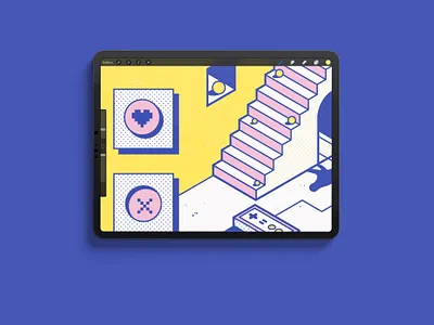 Illustration closeup 03 flat gaming illustration isometric isometric illustration retro