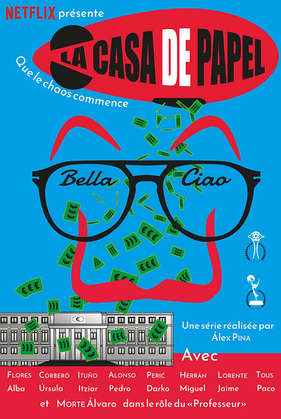 Affiche La Casa De Papel (TP) aplat illustrator minimaliste