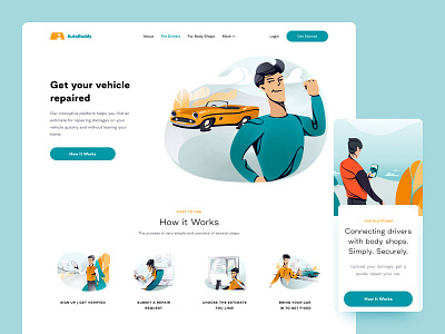 AutoBuddy app art color design illustration page ui uiux ux web website