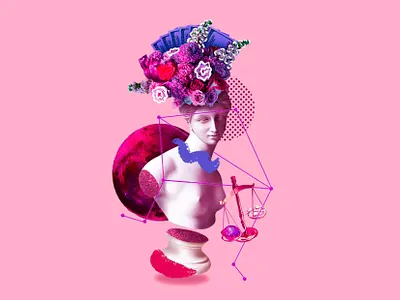 LADY LIBRA ♎️ astrology collage constellation flowers horoscope illustration libra moon october planet planets rose space stars venus zodiac