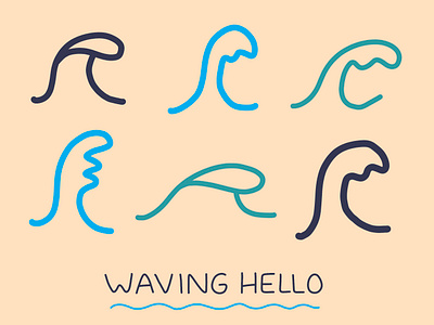 Waving Hello cards greeting card greeting cards hand drawn hello illustration ocean surf surfing waves