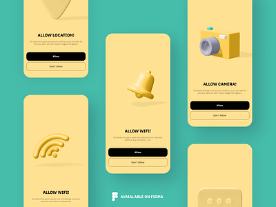 📦 3D Permissions 3d access allow figma figmadesign location notification ux wifi
