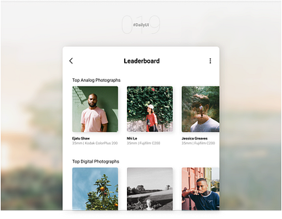 Leaderboard | Daily UI - 019 analog clean design clean ui daily dailyui dailyuichallenge design digital leaderboard simple ui uidesign