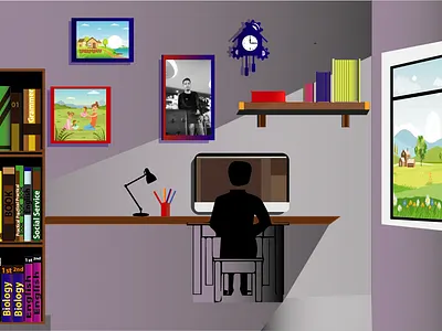 Room Interior creative creative design digital art flat illustraion landingpage vectorart