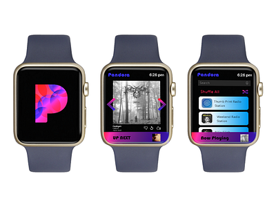 DailyUI 009- Music App apple watch dailyui music music app music player pandora radio app ux ui uxdesign watches wearable wearable radio app wearable tech wearables