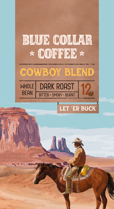 BCC Cowboy Blend Label (1/2) brand brand design brand identity branding coffee coffee cup coffee shop design hand lettering illustration lettering packaging packaging design procreate typography