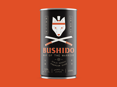 Bushido Can bushido fox japanese packaging sake