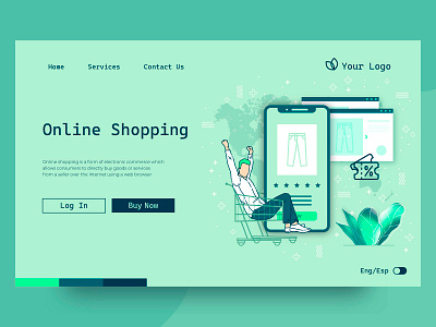 Shopping online landing page design flat illustration landing landing page mobile online marketing online shop online shopping ui ux vector web