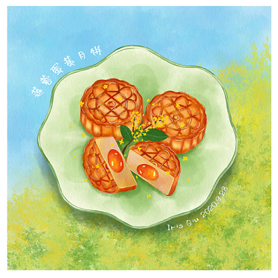 Moon cake chinese food food illustration illustration mooncake