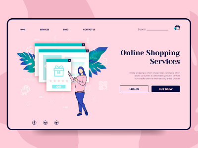 Shopping online landing page design illustration landing landing page mobile online marketing online shop online shopping online store ui ux vector web