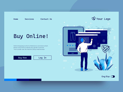 Shopping online landing page design illustration landing landing page mobile online marketing online shop online shopping ui ux vector web